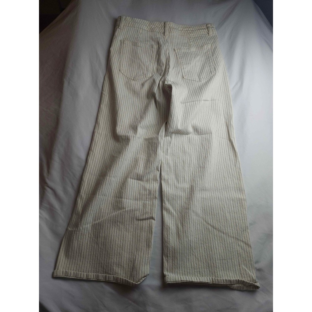 Universal Thread Sailor Wide Leg Pinstripe Pants Cream Navy Blue 14R High Rise - Picture 8 of 9